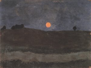 Maan boven landschap